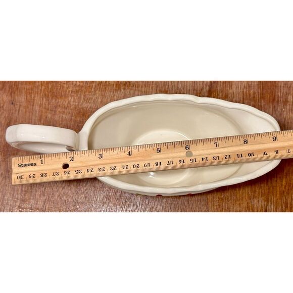 Hand-Painted Christmas Poinsettia Gravy Boat Dinning Serveware – Vintage Holiday - Picture 8 of 8